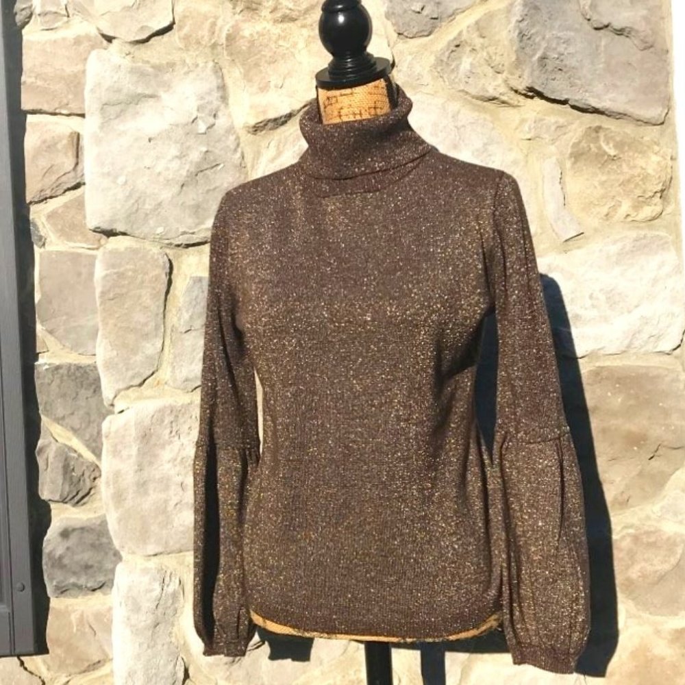 Spiegel Mocha Metallic Gold Sweater MEDIUM